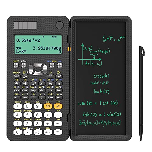 NEWYES Calculatrice Scientifique D'ingénierie avec Tablette D'écriture, 417 Fonctions, avec Batterie Solaire, Enseignants, Ingénieur, avec Un Stylo Inclus